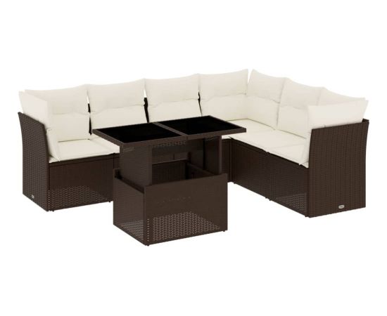 vidaXL vidaXL 7-cz. zestaw wypoczynkowy do ogrodu, z poduszkami, brązowy Dārza mēbeļu komplekti