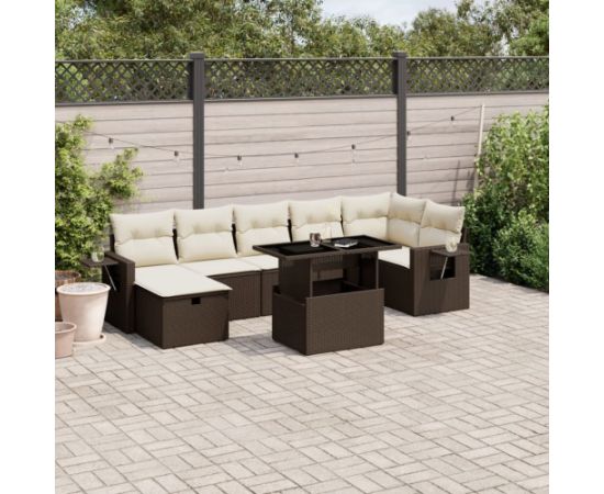 vidaXL vidaXL 8-cz. zestaw wypoczynkowy do ogrodu, z poduszkami, brązowy Dārza mēbeļu komplekti