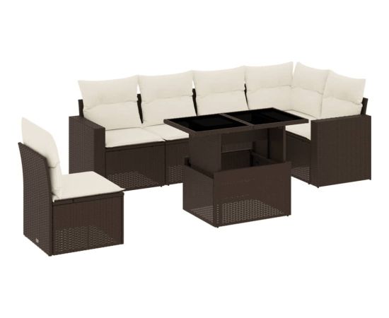 vidaXL vidaXL 7-cz. zestaw wypoczynkowy do ogrodu, z poduszkami, brązowy Dārza mēbeļu komplekti