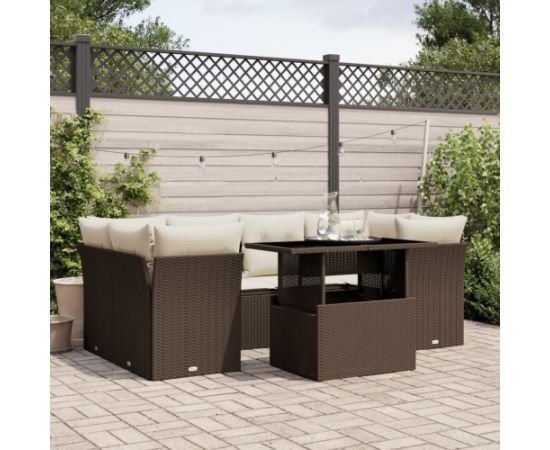 vidaXL vidaXL 7-cz. zestaw wypoczynkowy do ogrodu, z poduszkami, brązowy Dārza mēbeļu komplekti