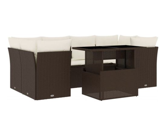 vidaXL vidaXL 7-cz. zestaw wypoczynkowy do ogrodu, z poduszkami, brązowy Dārza mēbeļu komplekti