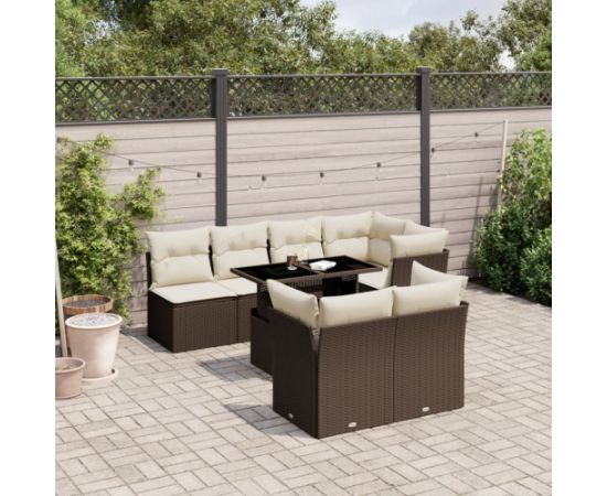 vidaXL vidaXL 8-cz. zestaw wypoczynkowy do ogrodu, z poduszkami, brązowy Dārza mēbeļu komplekti