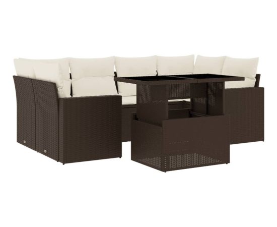 vidaXL vidaXL 7-cz. zestaw wypoczynkowy do ogrodu, z poduszkami, brązowy Dārza mēbeļu komplekti