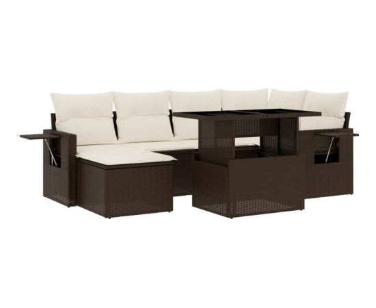 vidaXL vidaXL 7-cz. zestaw wypoczynkowy do ogrodu, z poduszkami, brązowy Dārza mēbeļu komplekti