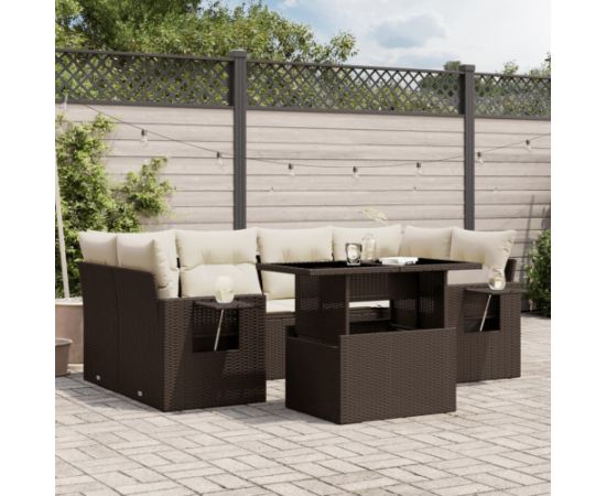 vidaXL vidaXL 7-cz. zestaw wypoczynkowy do ogrodu, z poduszkami, brązowy Dārza mēbeļu komplekti