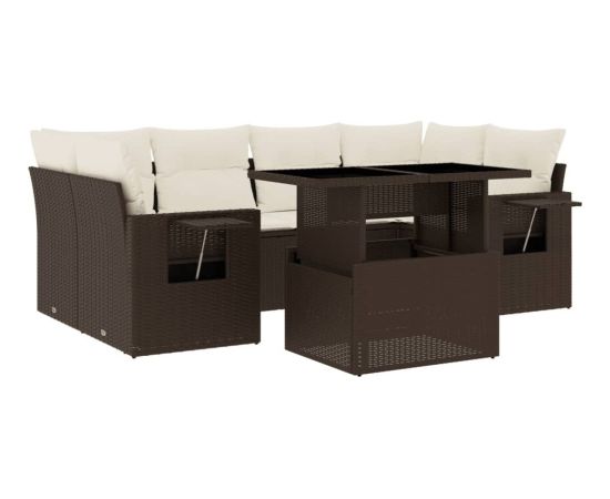 vidaXL vidaXL 7-cz. zestaw wypoczynkowy do ogrodu, z poduszkami, brązowy Dārza mēbeļu komplekti