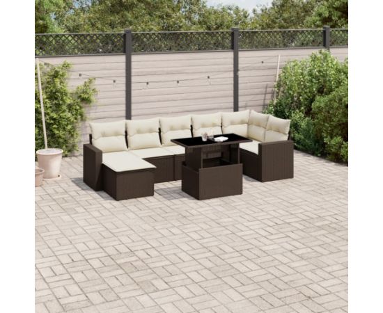 vidaXL vidaXL 8-cz. zestaw wypoczynkowy do ogrodu, z poduszkami, brązowy Dārza mēbeļu komplekti