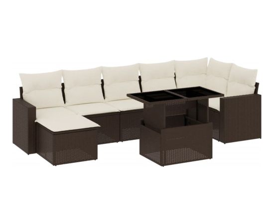 vidaXL vidaXL 8-cz. zestaw wypoczynkowy do ogrodu, z poduszkami, brązowy Dārza mēbeļu komplekti