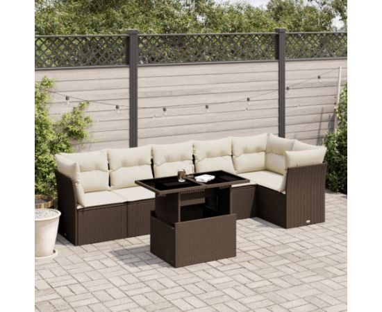 vidaXL vidaXL 7-cz. zestaw wypoczynkowy do ogrodu, z poduszkami, brązowy Dārza mēbeļu komplekti