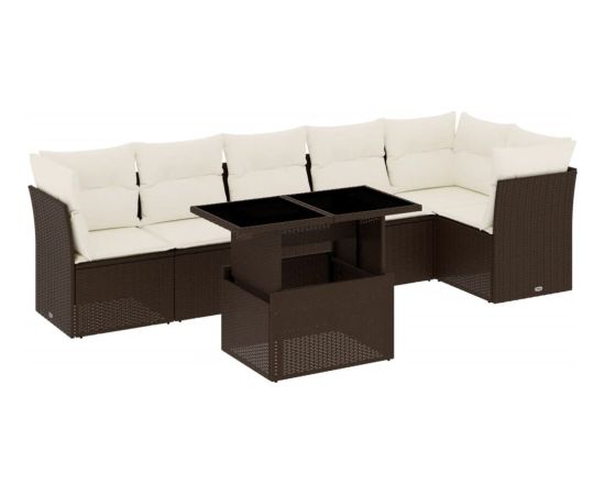 vidaXL vidaXL 7-cz. zestaw wypoczynkowy do ogrodu, z poduszkami, brązowy Dārza mēbeļu komplekti