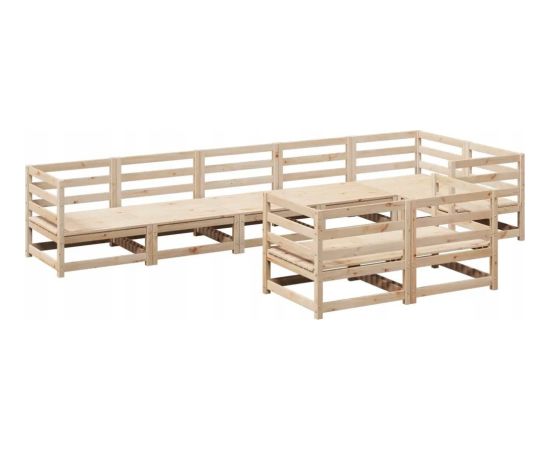 vidaXL 8-częściowy zestaw wypoczynkowy do ogrodu, lite drewno sosnowe Dārza mēbeļu komplekti