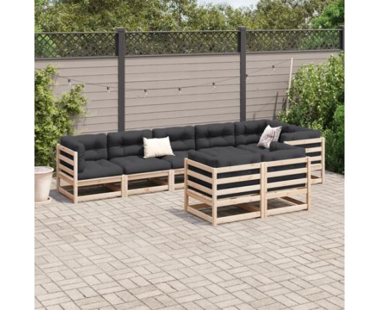 vidaXL 8-częściowy zestaw wypoczynkowy do ogrodu, lite drewno sosnowe Dārza mēbeļu komplekti