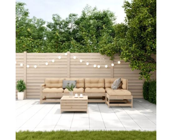 vidaXL 6-częściowy zestaw mebli ogrodowych z poduszkami, lite drewno sosnowe Dārza mēbeļu komplekti