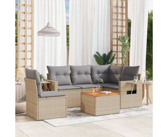 vidaXL 6-częściowy zestaw mebli ogrodowych z poduszkami, mieszany beż Dārza mēbeļu komplekti