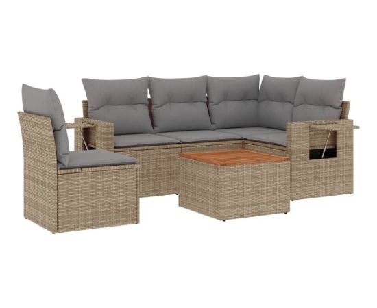 vidaXL 6-częściowy zestaw mebli ogrodowych z poduszkami, mieszany beż Dārza mēbeļu komplekti