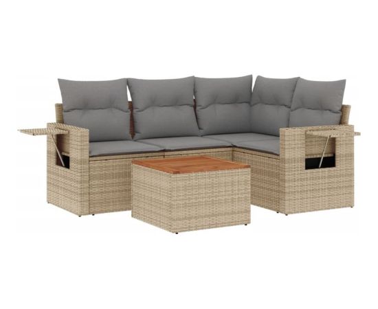 vidaXL 5-częściowy zestaw mebli ogrodowych z poduszkami, mieszany beż Dārza mēbeļu komplekti