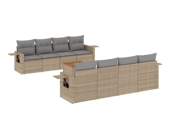 vidaXL 9-częściowy zestaw mebli ogrodowych z poduszkami, mieszany beż Dārza mēbeļu komplekti