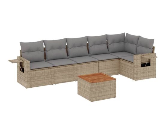 vidaXL 7-częściowy zestaw mebli ogrodowych z poduszkami, mieszany beż Dārza mēbeļu komplekti