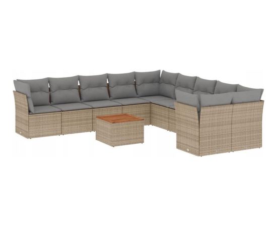 vidaXL 11-częsciowy zestaw mebli ogrodowych z poduszkami, mieszany beż Dārza mēbeļu komplekti