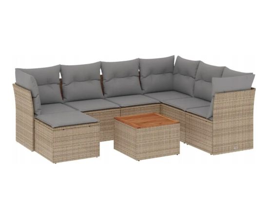 vidaXL 8-częsciowy zestaw mebli ogrodowych z poduszkami, mieszany beż Dārza mēbeļu komplekti