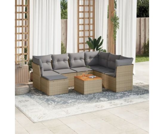 vidaXL 8-częsciowy zestaw mebli ogrodowych z poduszkami, mieszany beż Dārza mēbeļu komplekti