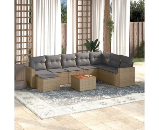 vidaXL 10-częsciowy zestaw mebli ogrodowych z poduszkami, mieszany beż Dārza mēbeļu komplekti