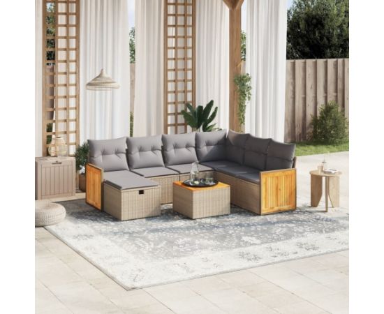 vidaXL 8-częsciowy zestaw mebli ogrodowych z poduszkami, mieszany beż Dārza mēbeļu komplekti