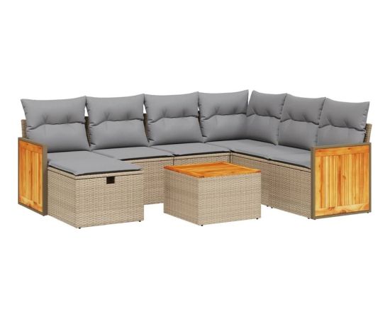 vidaXL 8-częsciowy zestaw mebli ogrodowych z poduszkami, mieszany beż Dārza mēbeļu komplekti