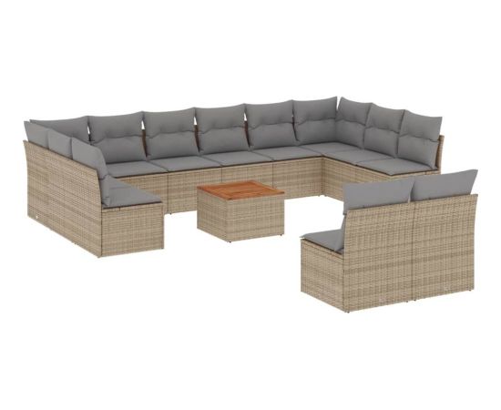 vidaXL 13-częsciowy zestaw mebli ogrodowych z poduszkami, mieszany beż Dārza mēbeļu komplekti