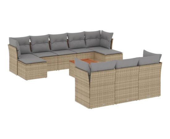 vidaXL 11-częsciowy zestaw mebli ogrodowych z poduszkami, mieszany beż Dārza mēbeļu komplekti