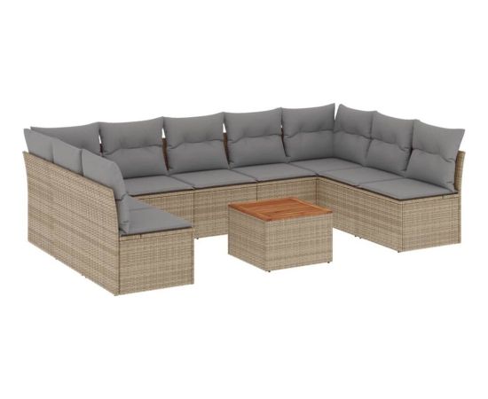 vidaXL 10-częsciowy zestaw mebli ogrodowych z poduszkami, mieszany beż Dārza mēbeļu komplekti