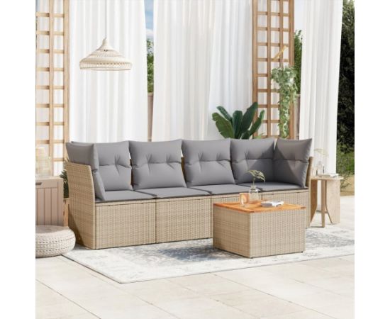 vidaXL 5-częsciowy zestaw mebli ogrodowych z poduszkami, mieszany beż Dārza mēbeļu komplekti