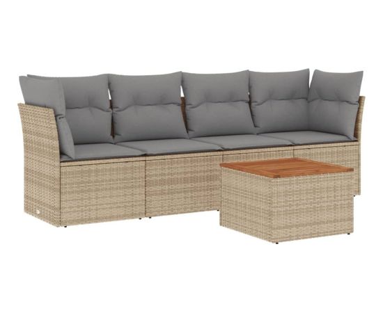 vidaXL 5-częsciowy zestaw mebli ogrodowych z poduszkami, mieszany beż Dārza mēbeļu komplekti