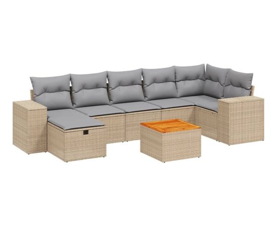 vidaXL 8-częsciowy zestaw mebli ogrodowych z poduszkami, mieszany beż Dārza mēbeļu komplekti