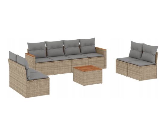 vidaXL 9-częsciowy zestaw mebli ogrodowych z poduszkami, mieszany beż Dārza mēbeļu komplekti