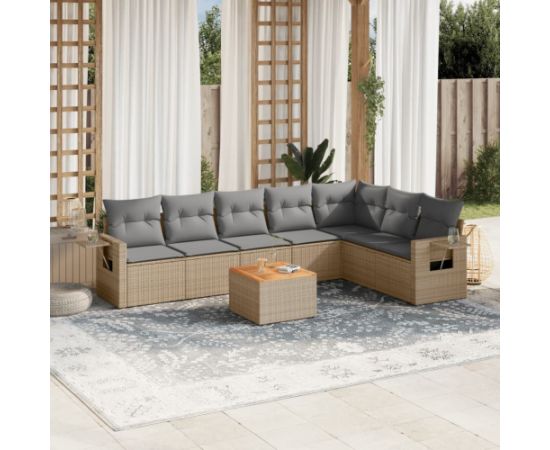 vidaXL 8-częsciowy zestaw mebli ogrodowych z poduszkami, mieszany beż Dārza mēbeļu komplekti