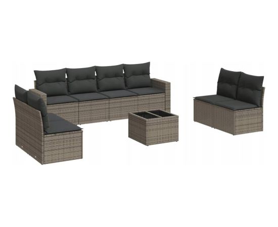 vidaXL 9-cz. zestaw mebli ogrodowych z poduszkami, beżowy, polirattan Dārza mēbeļu komplekti