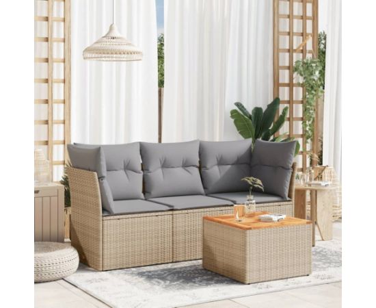 vidaXL 4-częsciowy zestaw mebli ogrodowych z poduszkami, mieszany beż Dārza mēbeļu komplekti