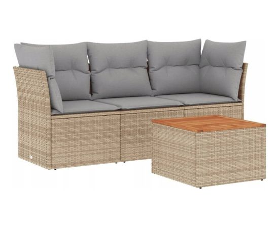 vidaXL 4-częsciowy zestaw mebli ogrodowych z poduszkami, mieszany beż Dārza mēbeļu komplekti