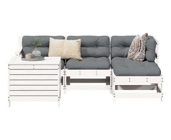 vidaXL vidaXL 5-cz. zestaw mebli ogrodowych, biały, lite drewno sosnowe Dārza mēbeļu komplekti