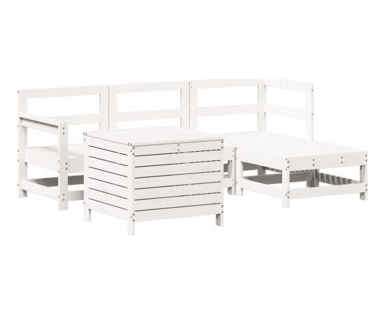 vidaXL vidaXL 5-cz. zestaw mebli ogrodowych, biały, lite drewno sosnowe Dārza mēbeļu komplekti