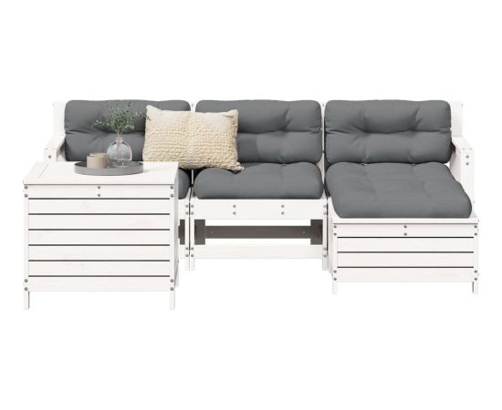 vidaXL vidaXL 5-cz. zestaw mebli ogrodowych, biały, lite drewno sosnowe Dārza mēbeļu komplekti