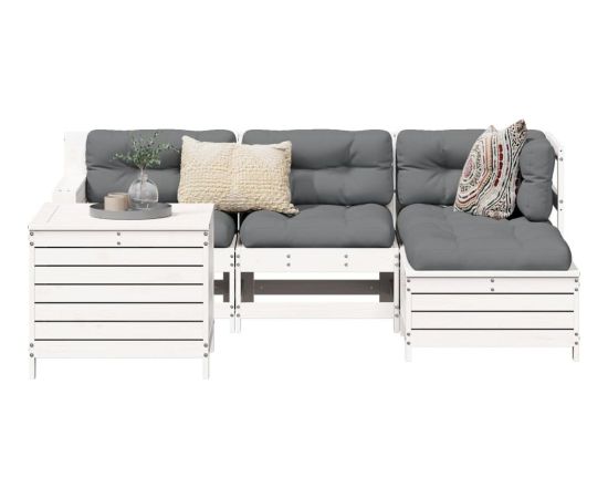 vidaXL vidaXL 5-cz. zestaw mebli ogrodowych, biały, lite drewno sosnowe Dārza mēbeļu komplekti