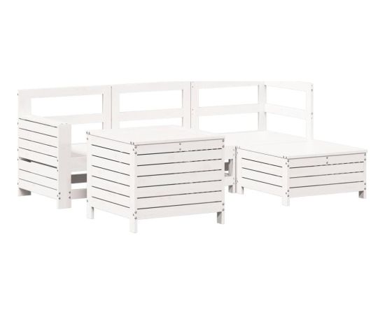 vidaXL vidaXL 5-cz. zestaw mebli ogrodowych, biały, lite drewno sosnowe Dārza mēbeļu komplekti