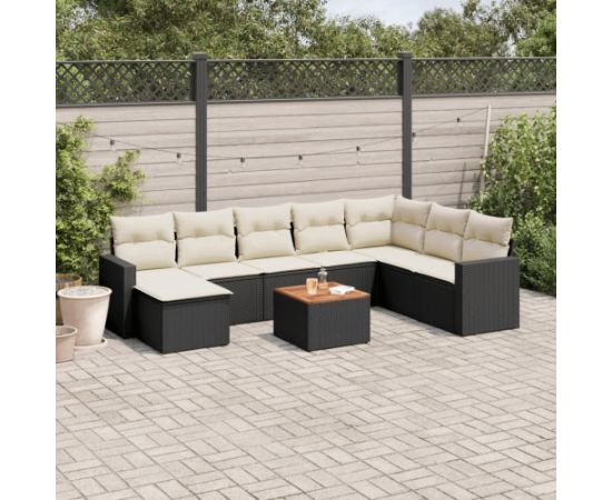 vidaXL 9-częściowy zestaw wypoczynkowy do ogrodu, z poduszkami, czarny Dārza mēbeļu komplekti