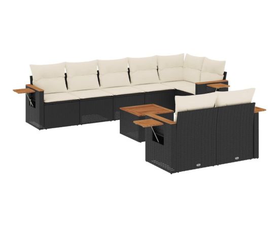 vidaXL 9-częściowy zestaw wypoczynkowy do ogrodu, z poduszkami, czarny Dārza mēbeļu komplekti