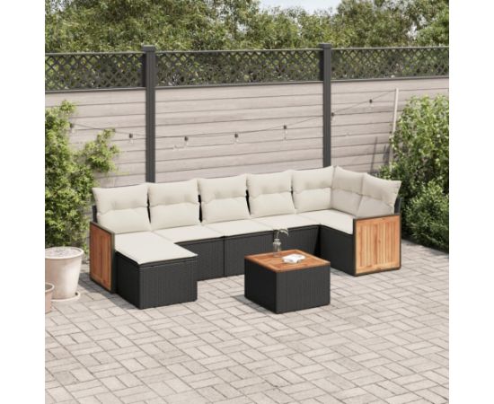 vidaXL 8-częściowy zestaw wypoczynkowy do ogrodu, z poduszkami, czarny Dārza mēbeļu komplekti