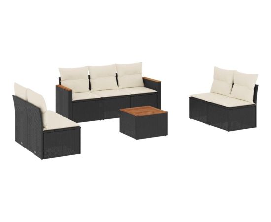 vidaXL 8-częściowy zestaw wypoczynkowy do ogrodu, z poduszkami, czarny Dārza mēbeļu komplekti