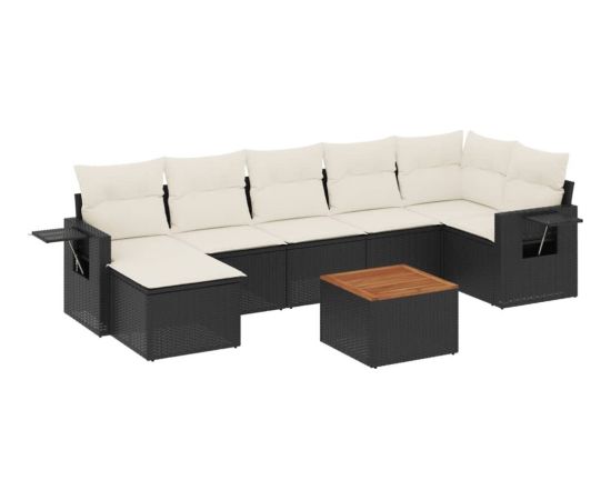 vidaXL 8-częściowy zestaw wypoczynkowy do ogrodu, z poduszkami, czarny Dārza mēbeļu komplekti