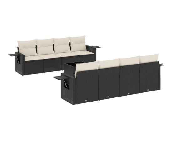 vidaXL 9-częściowy zestaw wypoczynkowy do ogrodu, z poduszkami, czarny Dārza mēbeļu komplekti